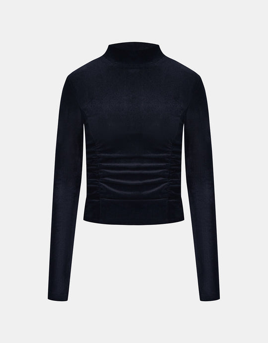 프론트 플리츠  목넥 이너 티셔츠