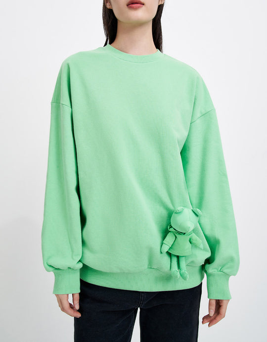 박제 동물 플레인 드롭 숄더 스웻셔츠