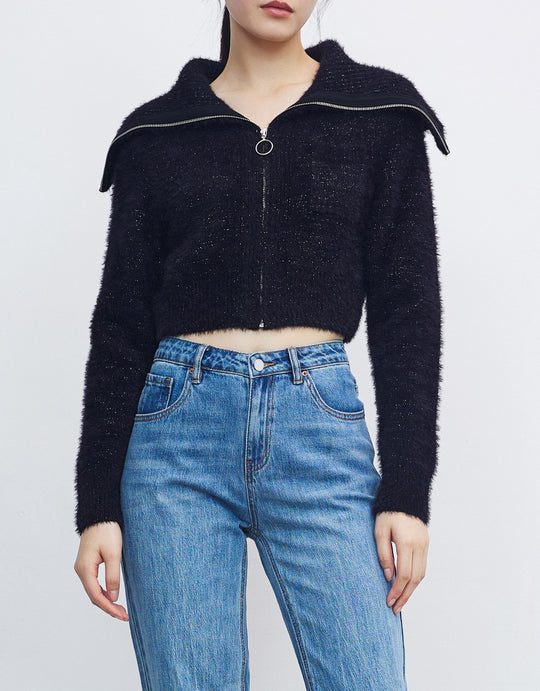 플러피 집업 카디건