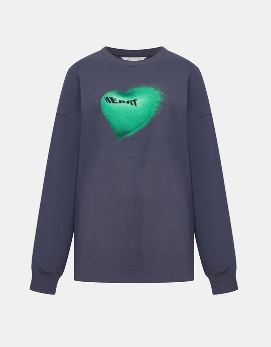 하트 프린트 오버사이즈 스웨트셔츠
