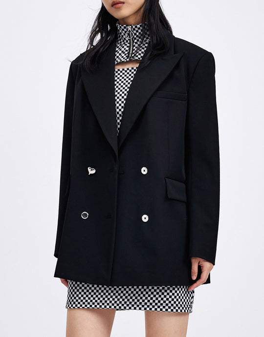 플레인 더블 브레스트 블레이저