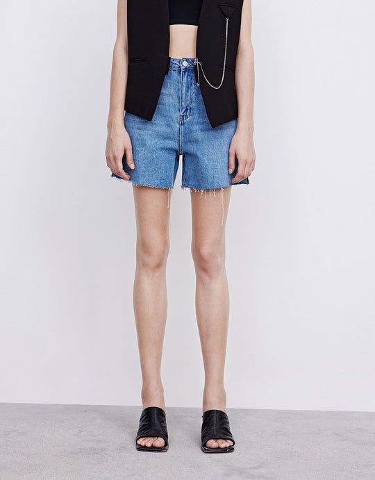 레저 데님 숏팬츠