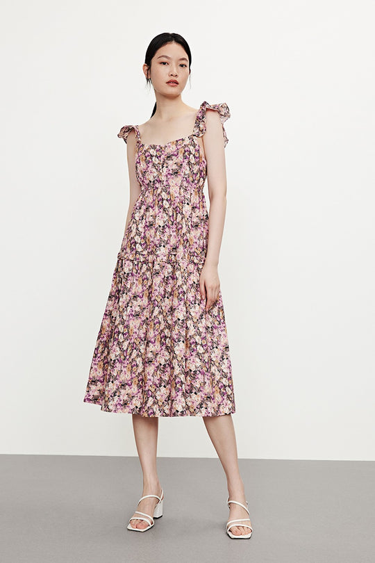 소매 프릴 오프 숄더 스케이터 드레스