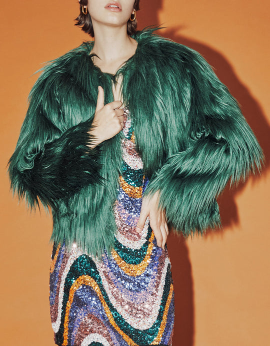 오픈 프론트 플러피 코트